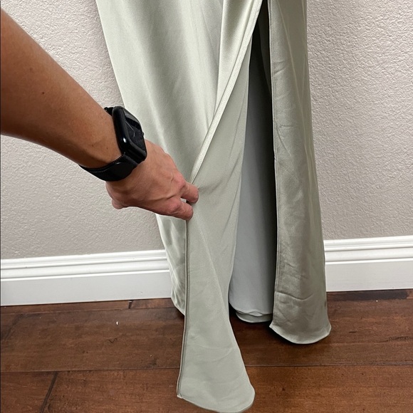 New Rag & Bone Risse Satin Slip Dress Maxi Moss Green Slinky Minimalist Sz 8 - Picture 4 of 12